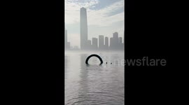 Iconic sculpture in central China submerged as Yangtze River swells in severe rainfall