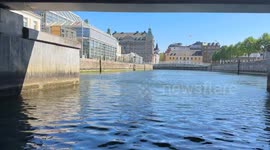 The Swedish city of Malmö seen from a boat in the city's canals.