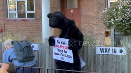 PETA bear stage protest at Keir Starmer's polling station