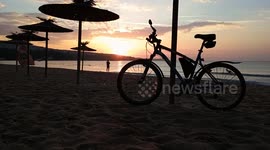 in the morning by bike in Varna in the morning by bike in Varna