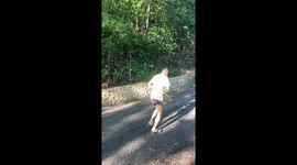Pensioner does hula hoop uphill on his morning jog