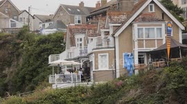 Rosamunde Pilcher, location film shooting for ZDF TV Germany. At The Harbour Hotel, Newquay, cornwall, UK
