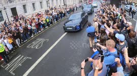 Prime Minister Sir Keir Starmer arrives in Downing Street for the first time since his historic landslide victory