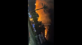 Moreno Valley California Fire starts from Illegal Fireworks people being evacuated from homes and apartments. Fire spread quickly before firefighters arrived.