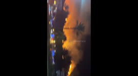 Moreno Valley California Fire starts from Illegal Fireworks people being evacuated from homes and apartments. Fire spread quickly before firefighters arrived.