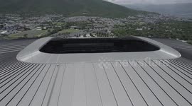 Aerial view of BBVA stadium, home of the Monterrey Soccer Club, headquarters of the 2026 World Cup in Mexico.