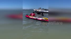 Lifeguards save teenager stuck in mud in California