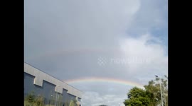Rainbow after sun and rain pours down over high Wycombe in buckinhamshire