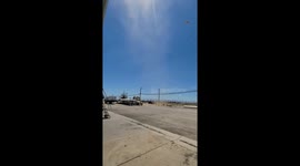 Dust devil rips through shop in Adelanto, California