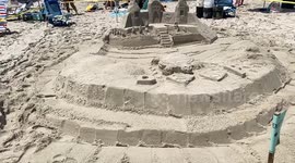 Turtle and Sand Castle in Towers Beach — Delaware State Seashore Park (DSSP)