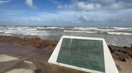 Hurricane Beryl Galveston West End of Seawall Blvd storm wave footage 7/7/2024
