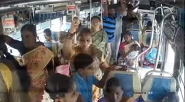 Passenger falls from moving bus in India