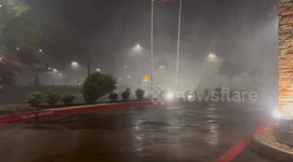 Turbulent winds in the eyewall of Hurricane Beryl rattles flag pole