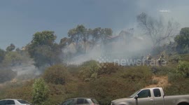 USA: Newhall Olga Brush Fire Affects Apartment Complex