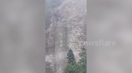 Massive landslide disrupts vital road link between two districts in northern India