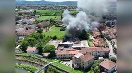 Italy: Firefighters Battle Blaze at Abandoned Industrial Site in Italy