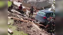 Italy: Dramatic Rescue: Car Pulled from Torrential Anza Stream in Italy