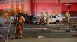 USA: Head On Physical Rescue Crash in Hollywood