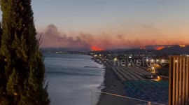 Greece: Wildfire On Kos Seen From Hotel Balcony