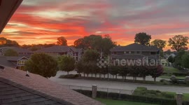 Fiery sunset over Rockwater village, Little Rock, Arkansas