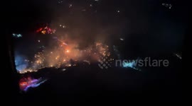 United States: Lumpkin Fire in Butte County Captured by Nighttime Helicopter View
