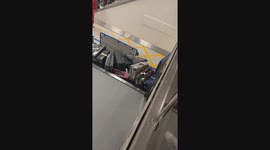 Baggage carousel chaos: suitcases spill in Manchester Airport
