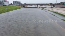 US: Drone Footage Of Flooding Caused By Beryl In Downtown Houston 6