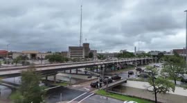 US: Drone Footage Of Flooding Caused By Beryl In Downtown Houston 4
