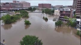 US: Drone Footage Of Flooding Caused By Beryl In Downtown Houston