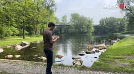 Rock-skipping pro hits Personal Best with 350-foot skip in Bonn, Germany