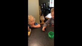 Little girl shares her meal with her brother in the 'Sharing Challenge'