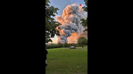 Massive smoke plume billows rhythmically after INTENSE battery plant fire