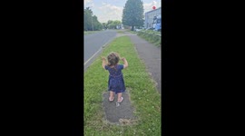 Adorable girl welcomes daddy home after five days apart