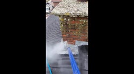 Satisfying transformation of a roof chimney with power washing