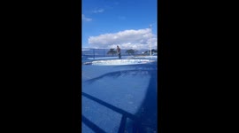BMX rider overcomes the fall after failing the 540° trick attempt