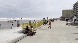 Hurricane Beryl Observers at Seawall