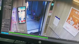 Elderly woman forgets pet dog as leash gets trapped in lift doors