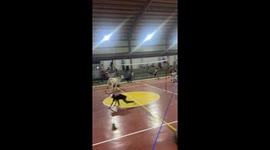 Cow disrupts volleyball game and chases players