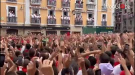 Massive crowd brimming with unbridled excitement while kicking off Festival of San Fermín 2024
