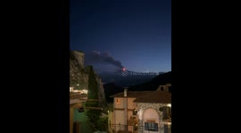 Mount Etna eruption captured from Castelmola, Italy