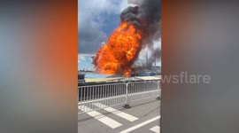 Massive explosion as factory goes up in flames in middle of city