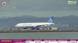 Terrifying moment wheel falls off Boeing plane mid-take off