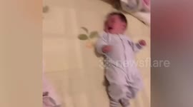 Twin babies learn and play together in China