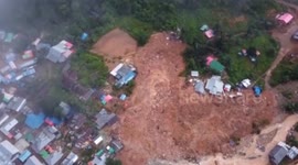 Aerial view of the location of the Big Landslide at the Gold Mine which resulted in 23 people in Indonesia being buried by landslides