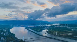 China: Three Gorges Dam at Sunset