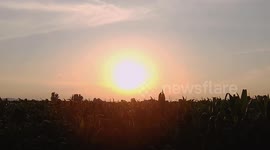 China: Farmland at Sunset in Zhangjiakou