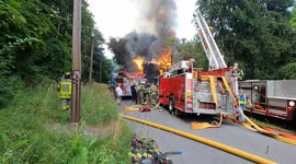 3rd alarm Building fire with collapse shuts down highway Girardville, Pennsylvania