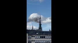 Spire of France's iconic Rouen cathedral catches fire