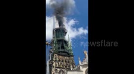 France: Rouen Cathedral Spire Catches Fire / 3