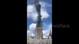 France: Spire Of Historic Rouen Cathedral Catches Fire